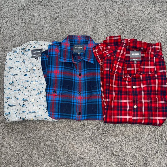 Bonobos Other - Bonobos Lot of 3 Cotton/Flannel Men's Large Slim Fit Shirts - Excel. Condition